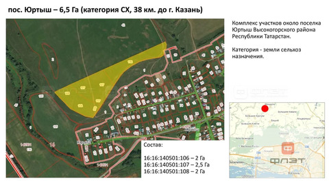 Продажа участка, Юртыш, Высокогорский район